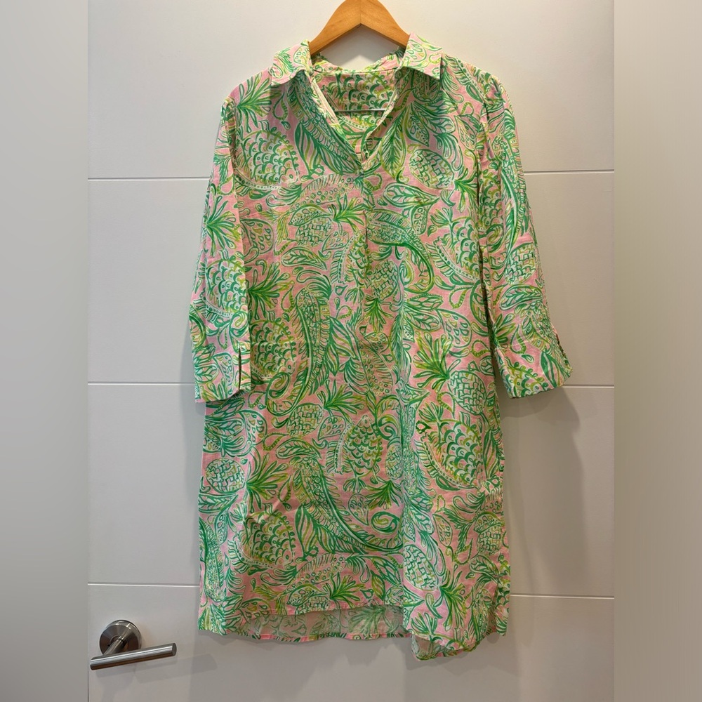 Lilly Pulitzer Green and Pink Long Sleeve Dress